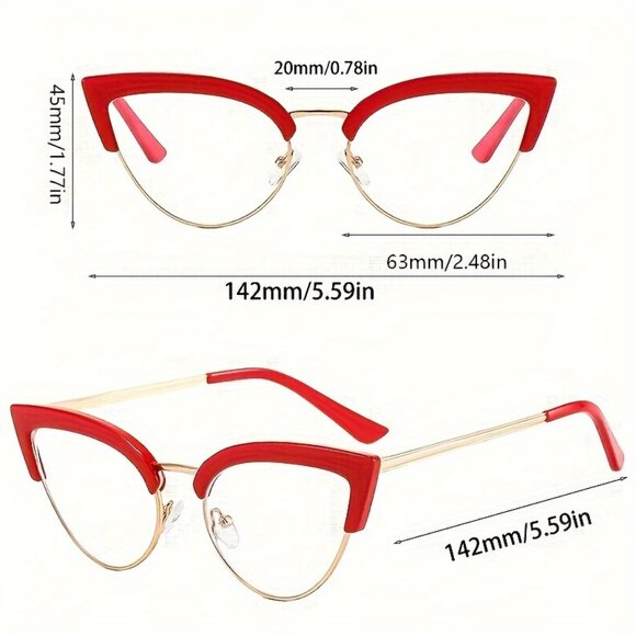 "Stylish Cat Eye Glasses for Women – Minimalist Plastic Frame with Clear Lenses" - Picture 2 of 2